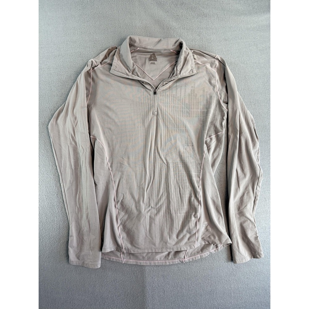 First Ascent Shirt Womens M Gray Long Sleeve 1/4 Zip Lightweight Hiking Running‎